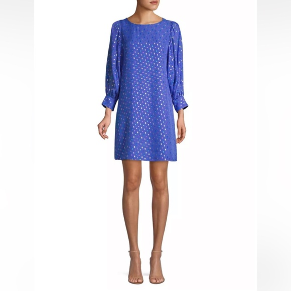 Lilly Pulitzer Dresses & Skirts - Lilly Pulitzer Maisel Metallic Silk Shift Dress in Iris Blue | Size 8